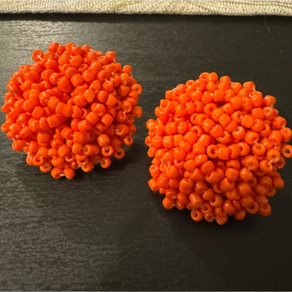 ⚜️3 for $30⚜️ Handcrafted Orange Seed Bead Stud Earring Neon Holiday Vaycay - Picture 11 of 13